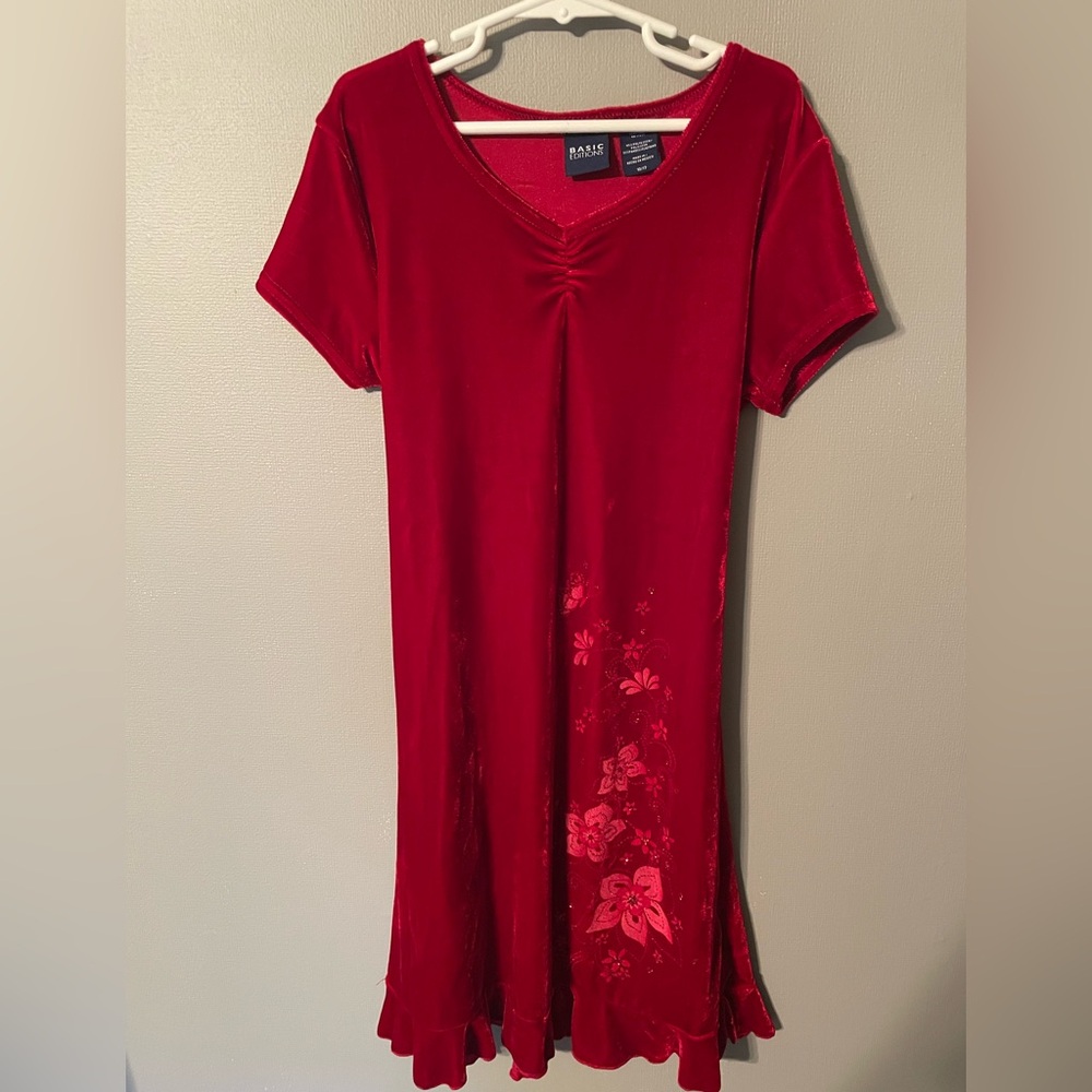 Girls basic edition short sleeve velvet dress
